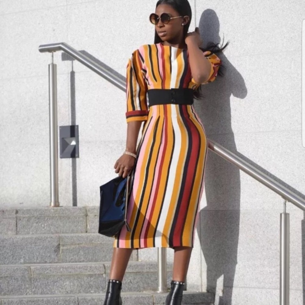 Zara stripe midi dress